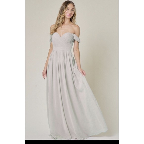 Size Medium, MANIJU OFF SHOULDER CHIFFON MAXI DRESS - Picture 3 of 7